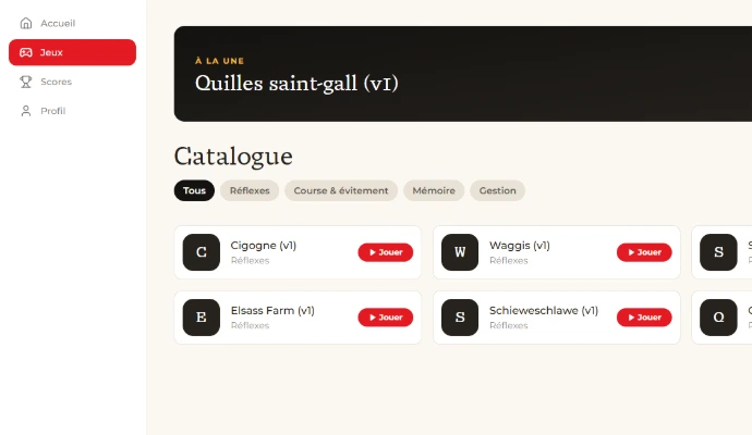 Catalogue de jeux de l'arcade Elsass Game