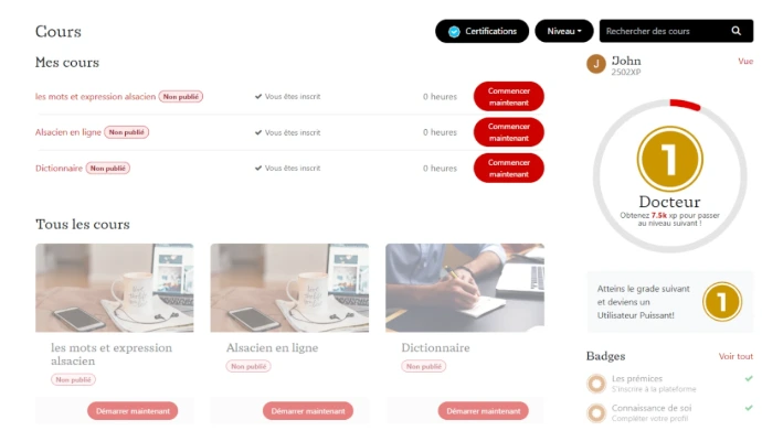 Page des cours en ligne The Elsassisch