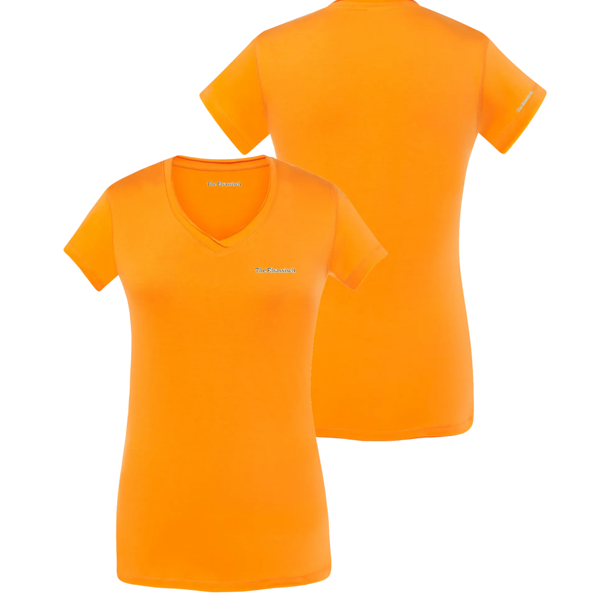 T-shirt Coton Femme Col V (Orange, S, La Signature, Non Merci)
